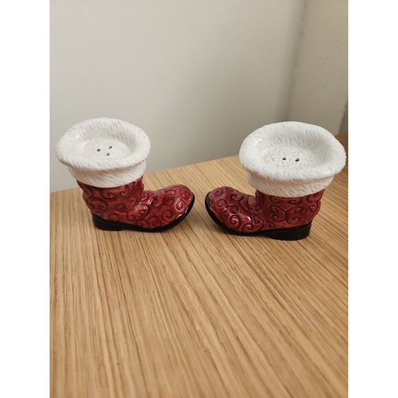 Fitz & Floyd "Santa Boots" Salt & Pepper Shakers w/ Original Box - Picture 6 of 8